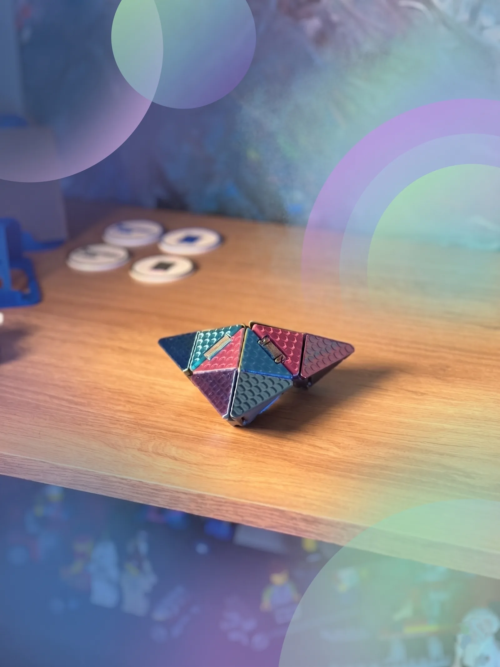 Cubo Origami montado em estrela — detalhe de acabamento